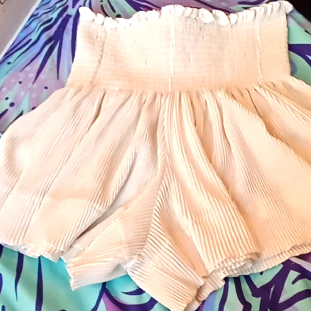 Queen Of Sparkles Smocked High-Waist Ribbed Swing Shorts
